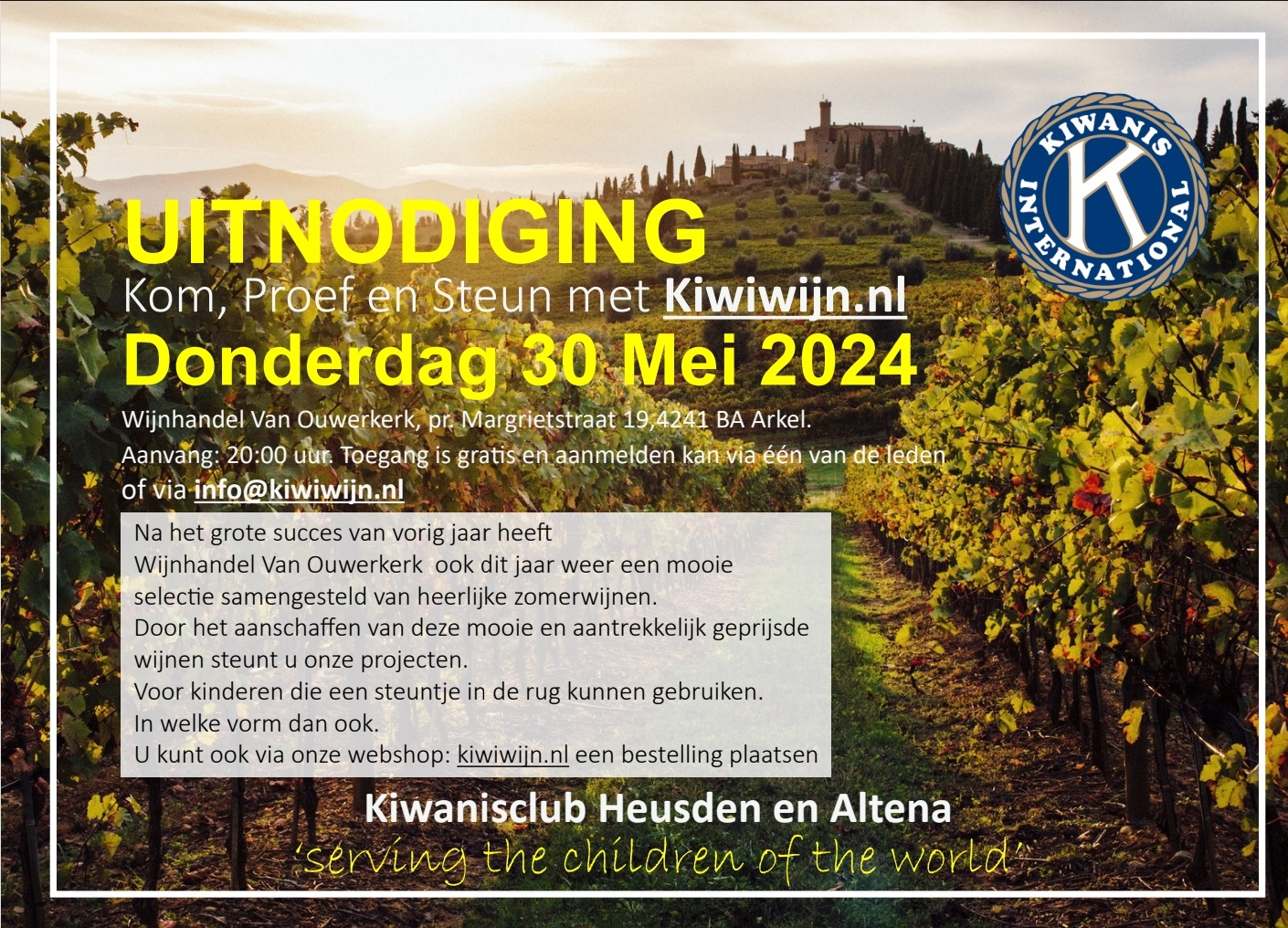 Wijnproeverij donderdag 30 mei