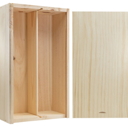 33. Houten kistje voor 2 flessen wijn.